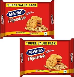 McVities Digestive High Fibre Biscuits with Goodness of Wholewheat,Super Saver Family Pack, 959.1g, Super Saver Family Pack - Pack of 2