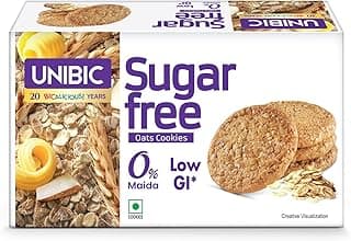 Unibic Sugar Free Oats Cookies I 202.5/225 Gm I Low GI No Maida I Cashew Biscuits I Sugar-Free Snack I Healthy Cookies (weight may vary)